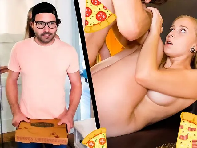 Pizzabote mit steifem Schwanz: Ich blase ihn ab und lasse mich ficken