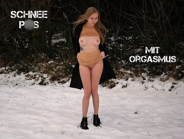 Pisse und Orgasmus im Schnee bei minus zehn Grad